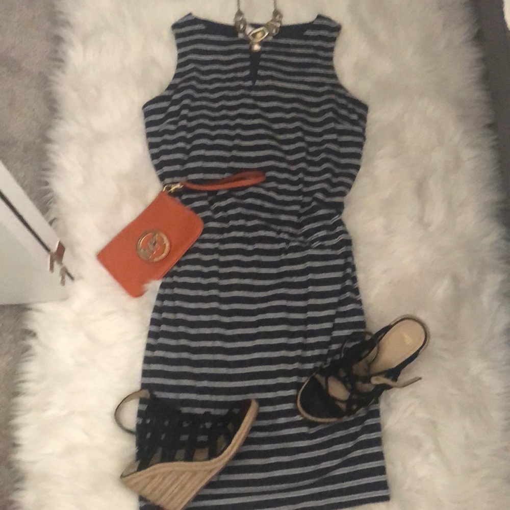 Athleta blue and white dress